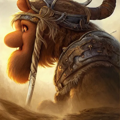 Image similar to digital painting of a alf as a viking by filipe pagliuso and justin gerard, symmetric, fantasy, highly, detailed, realistic, intricate