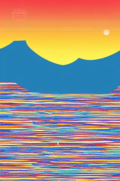 Image similar to minimalist boho style art of colorful cape town at sunrise, illustration, vector art