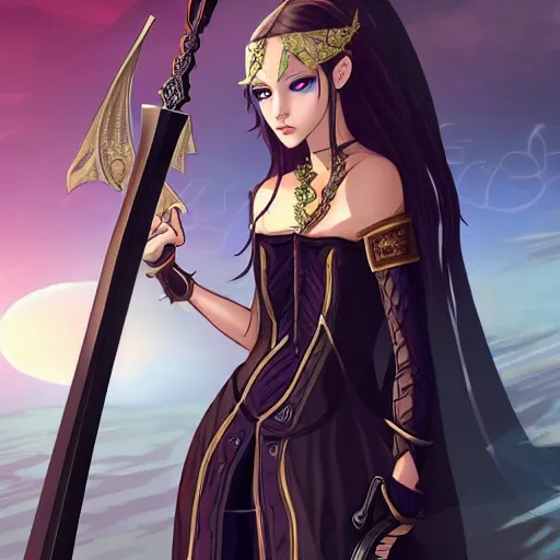 Prompt: a beautiful girl with a beautiful perfect symmetrical body, perfect symmetrical face, coherent symmetrical eyes in a torn dress holding a sword against the background of a burning city, fantasy style