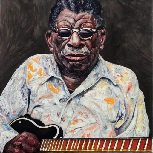 Prompt: high quality high detail painting by lucian freud, hd, portrait of bb king