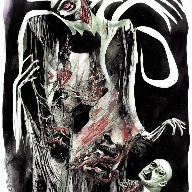 Prompt: beetlejuice by Dave McKean