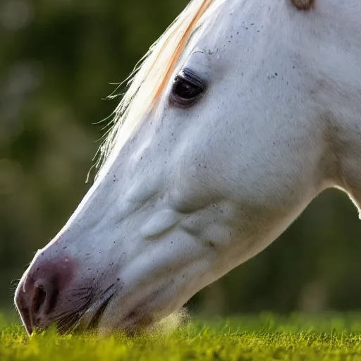 Prompt: horse snorting white powder