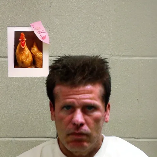 Image similar to inmate that has a chicken head