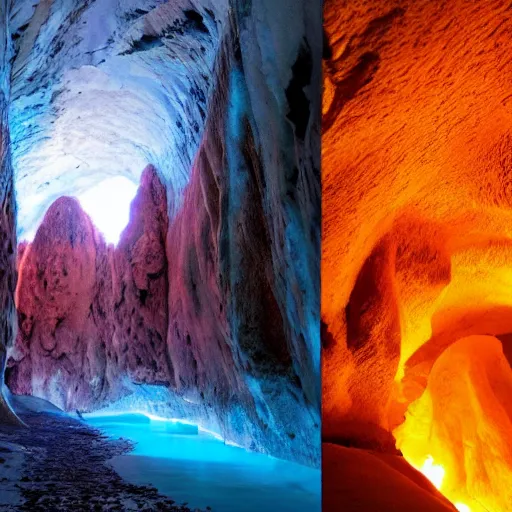 Image similar to magical caves of fire and ice