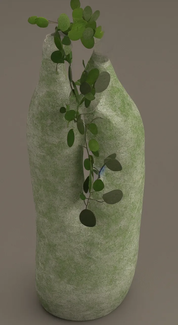 Prompt: a ceramic still distilling eucalyptus into green oil, amphora, vat, alchemical still, 3 d render, atmospheric