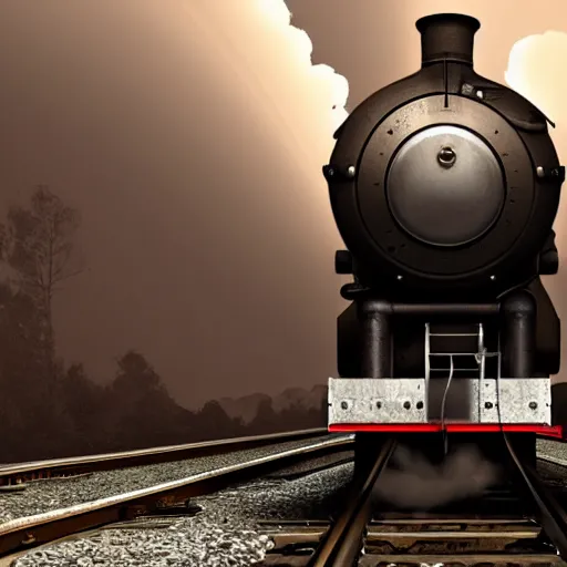 Prompt: a steam engine on a railroad, highly detailed, photorealistic portrait, bright studio setting, studio lighting, crisp quality and light reflections, unreal engine 5 quality render