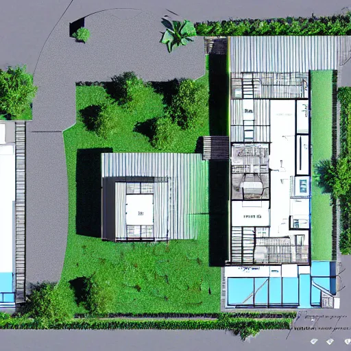 Image similar to top view plan of a building, 4 k