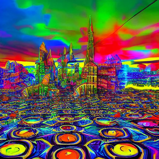 Image similar to psychedelic city,