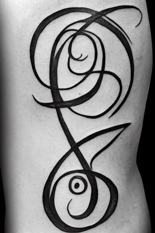 Image similar to a simple tattoo design of birds flying in a 8 spiral, black ink, logo