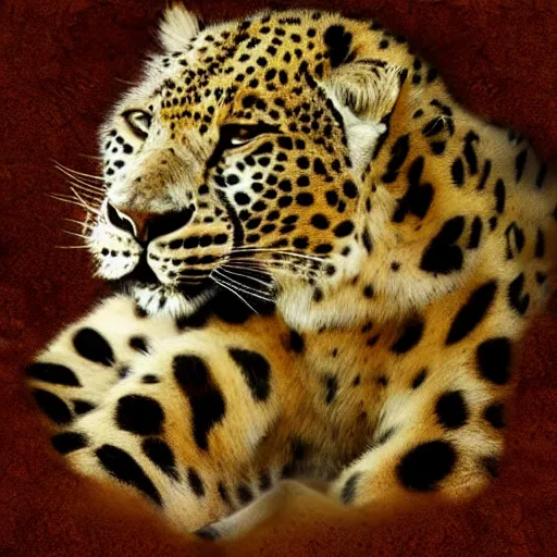 Image similar to leopardo da vinci, digital art.