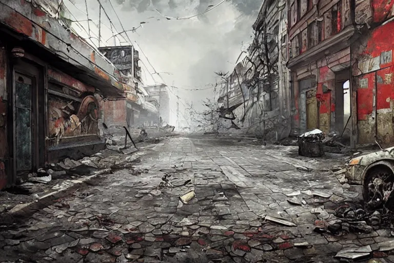 Image similar to derelict soviet, concept art, kyiv streen, ukrainian city, street cinematic clean art darek zabrocki, digital art,