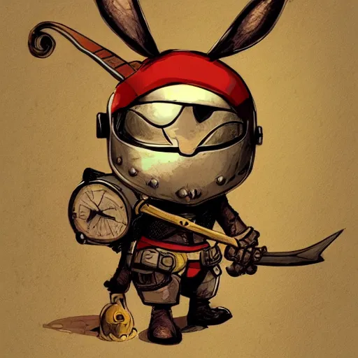 Prompt: bunny with helmet and sword by brian kesinger and james gurney, artstation