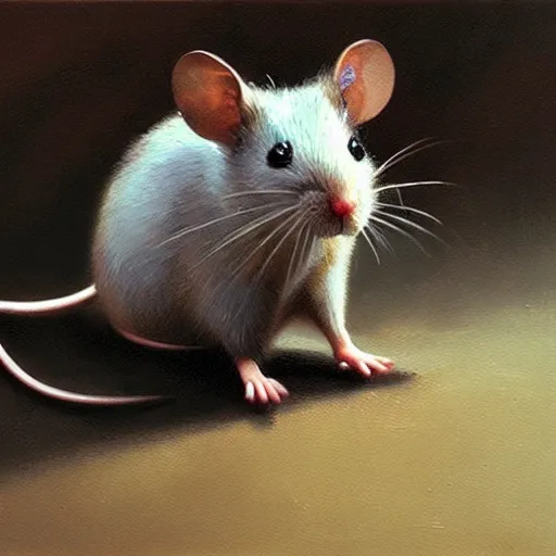 Image similar to a beautiful, soulful oil painting of a mouse by craig mullins