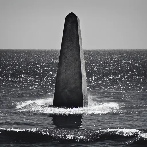 Image similar to a large obelisk floating underwater. grainy.