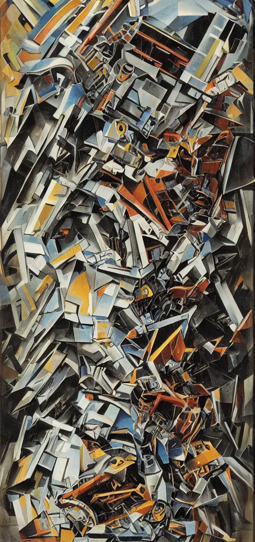 Image similar to a human falling into a big robot mouth, destruction, azimov