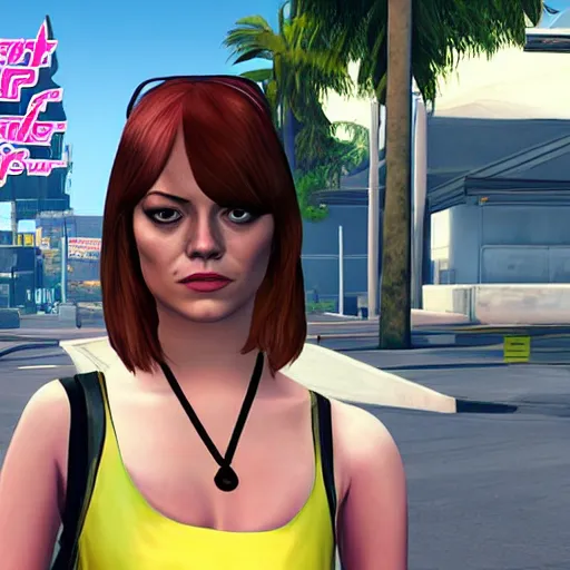 Image similar to Emma stone as a grand theft auto 5 character