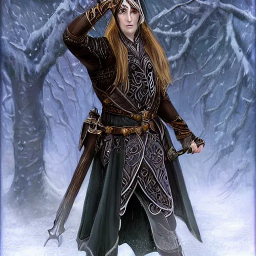 Image similar to male elven bard, dark fantasy art by Wes Benscoter