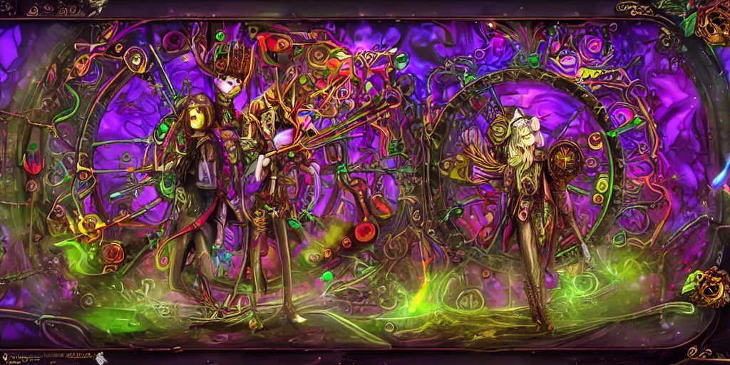 Prompt: psychedelic clockwork elves hd