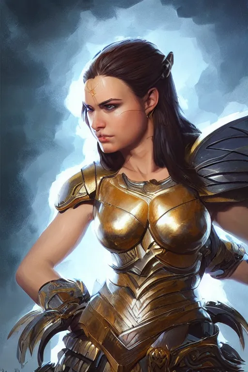 Image similar to amazon valkyrie athena, d & d, fantasy, portrait, highly detailed, headshot, digital painting, trending on artstation, concept art, sharp focus, illustration, art by artgerm and greg rutkowski and magali villeneuve