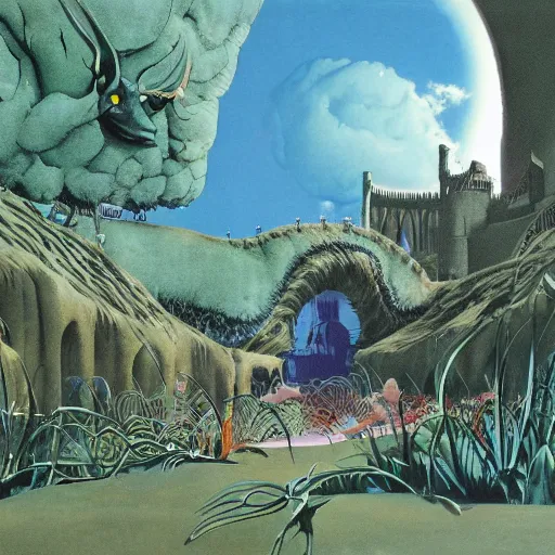 Prompt: Norwich fantasy illustration by Roger Dean