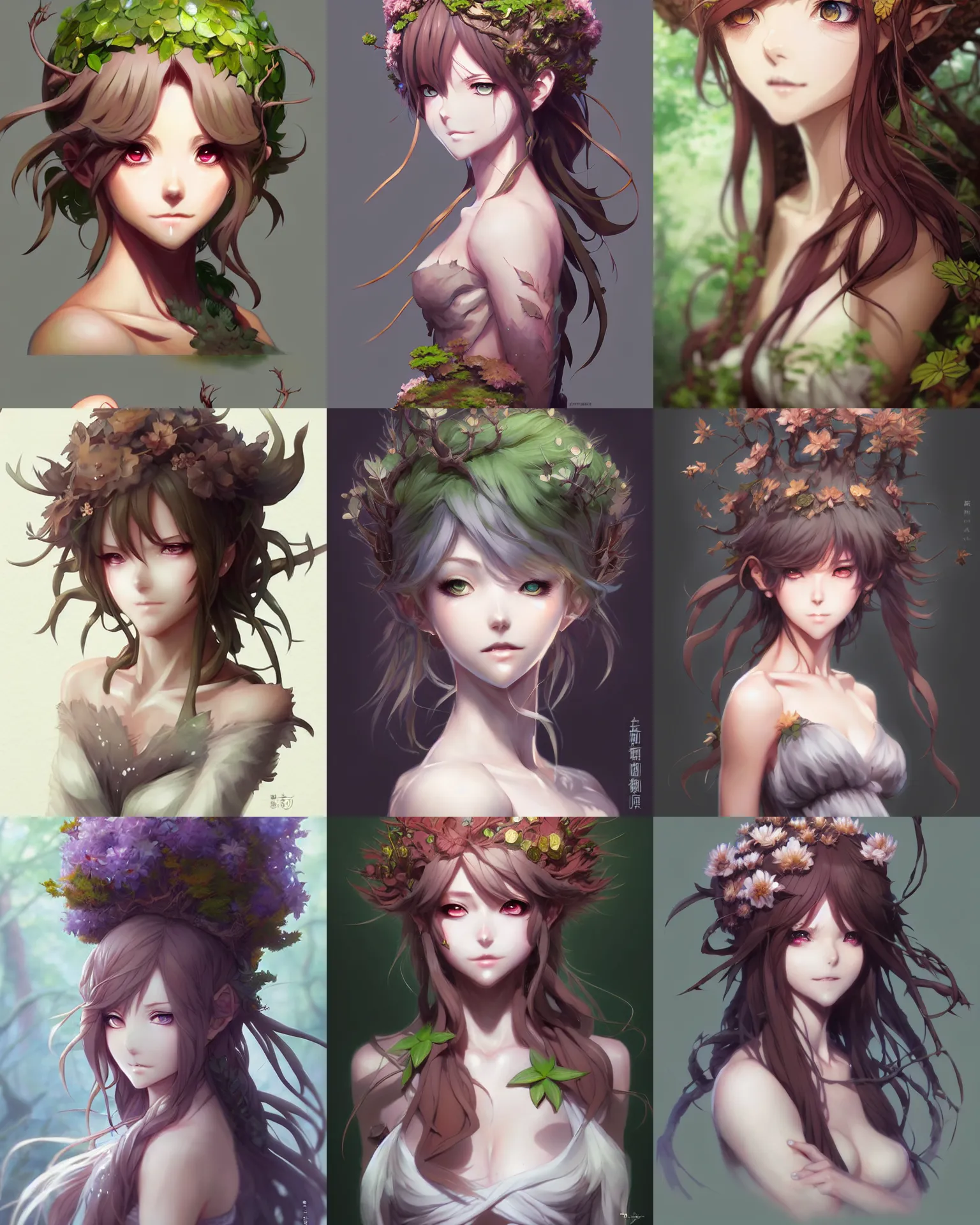 Prompt: character concept art of an anime dryad | | cute - fine - face, pretty face, realistic shaded perfect face, fine details by antilous chao, stanley artgerm lau, wlop, rossdraws, james jean, marc simonetti, and sakimichan, tranding on artstation