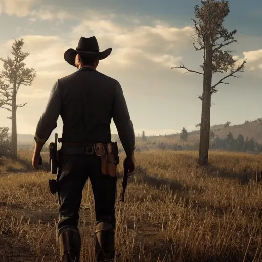 Prompt: Film still of RYAN REYNOLDS, from Red Dead Redemption 2 (2018 video game)