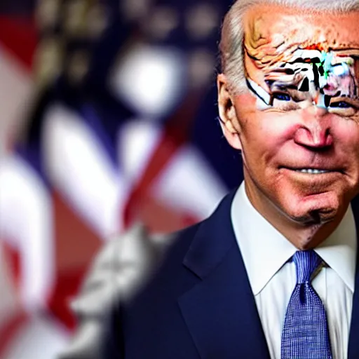 Prompt: joe biden with white glowing eyes