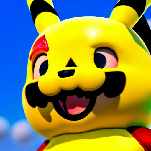 Image similar to super mario as pikachu, highly detailed, extremely high quality, hd, 4 k, 8 k, canon 3 0 0 mm, professional photographer, 4 0 mp, lifelike, top - rated, award winning, realistic, detailed lighting, detailed shadows, sharp, no blur, edited, corrected, trending