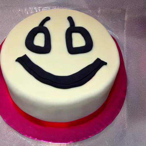 Image similar to a cake with an icing trollface decoration