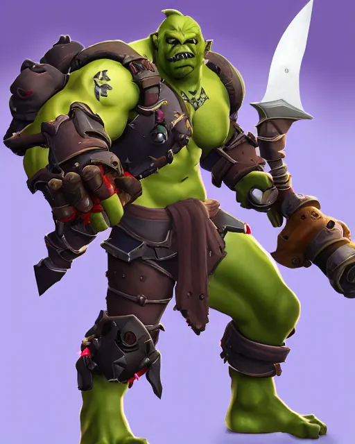 Prompt: orc with sword playable hero character in overwatch