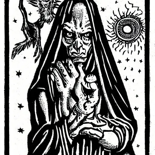 Prompt: tarot card depicting a universal monster,