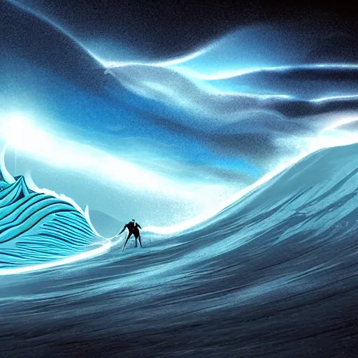 Image similar to space wave surfer, digital art, trending on, matte painting