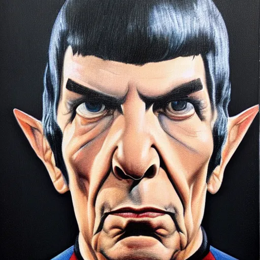 Prompt: A portrait painting Spock from Star Trek painted by Norman Rockwel