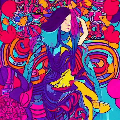 Image similar to digital illustration poster, vivienne shao, colourful, pinterest,