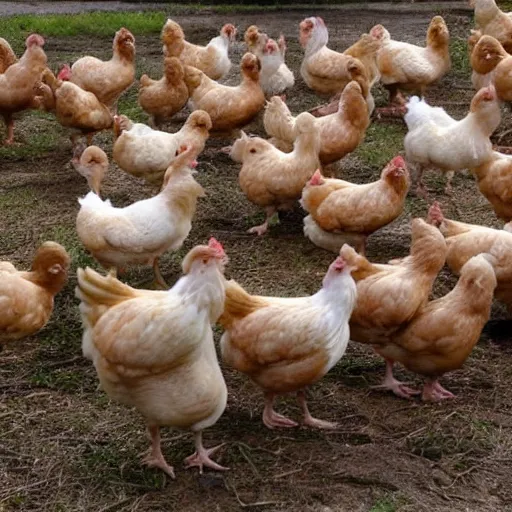 Image similar to an army of chickens ready to siege