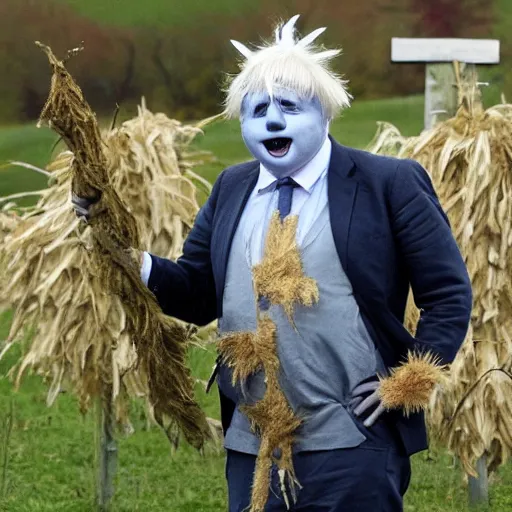 Prompt: Boris Johnson as the Scarecrow from the wizard of oz