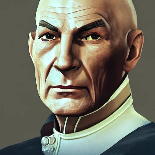 Prompt: portrait of jean luc picard in dishonored 2 style