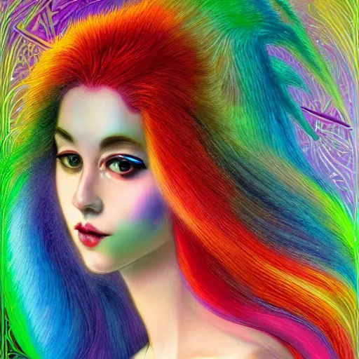 Prompt: autistic bisexual cat seahorse graphic designer, long haired attractive androgynous humanoid, weirdcore voidpunk fursona, detailed coherent painterly character design turnaround, digital art by delphin enjolras, wlop, louis wain, lisa frank, furaffinity, cgsociety, trending on deviantart