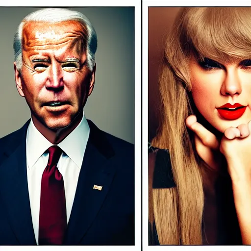 Prompt: by lya repin by simon stalenberg, photorealistic, expressionism, taylor swift cosplaying as joe biden