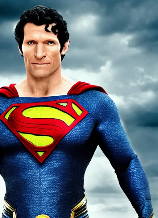 Prompt: film still of Todd Howard as Superman in Superman, 4k