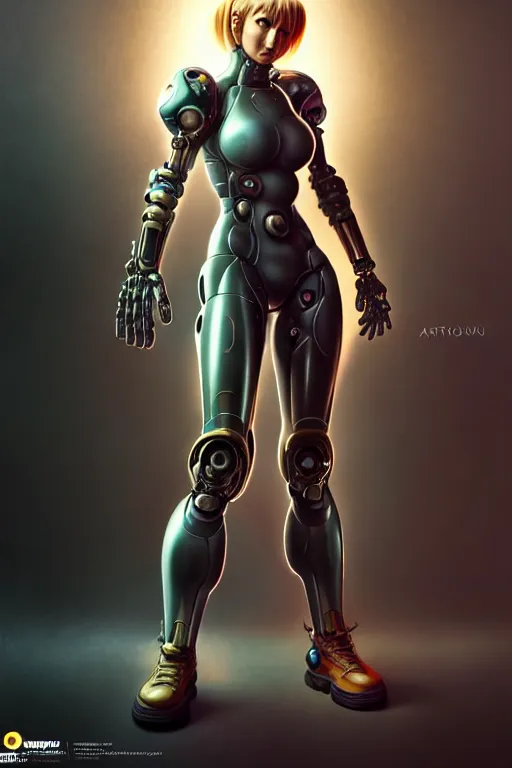 Image similar to wow! 3 / 4 stunning photorealistic portrait of samus aran in a kowloon cyberpunk cityscape, biomechanical bodysuit, oppai proportions, acid rain, dark fantasy by artgerm and clay mann and sorayama and alphonse mucha, very realistic, hyperdetailed, trending on artstation, octane render