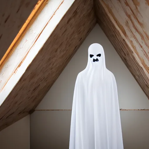 Prompt: 8 k uhd photo of ghost in attic, uhd details