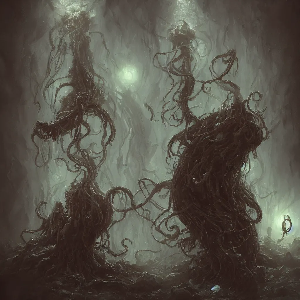 Prompt: lovecraftian horror by wlop, greg rukowski, horrifying