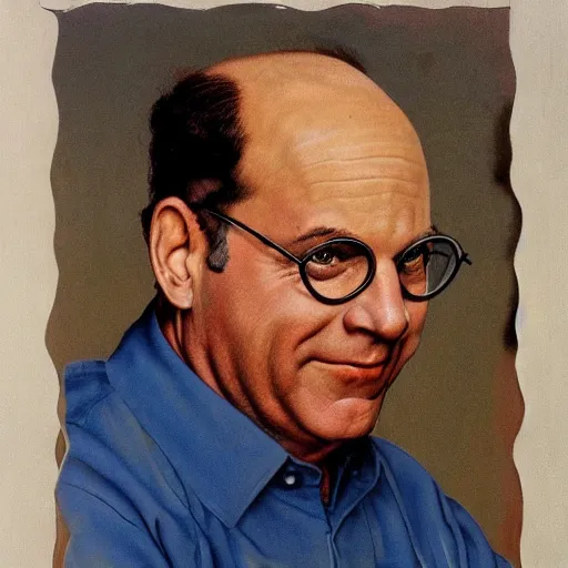 Prompt: Norman Rockwell portrait of Seinfeld's George Costanza