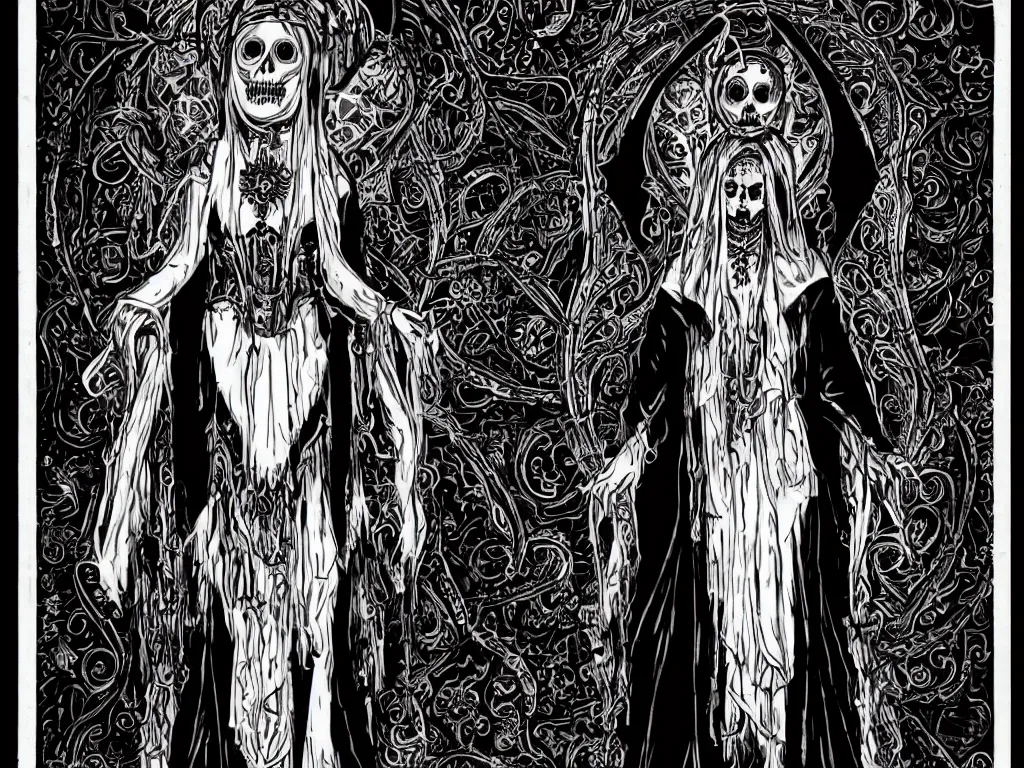 Image similar to ghoulpunk high priestess, centered and symmetrical