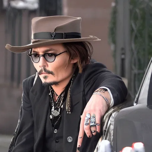 Prompt: depressed johnny depp