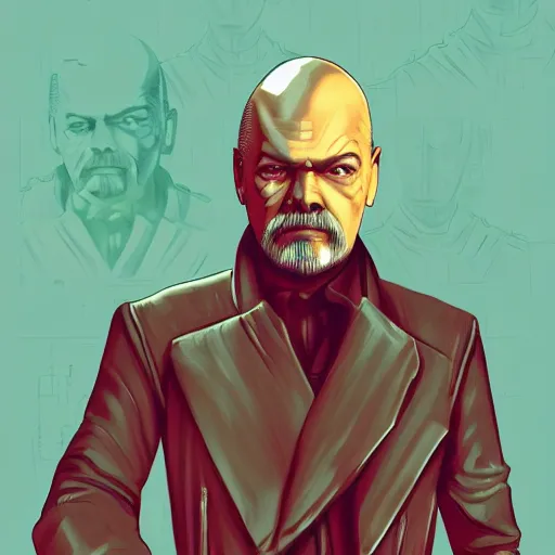 Image similar to cyberpunk vladimir lenin as the leader of a futuristic communist society, cybernetics, sharp lines, digital, artstation, colored in