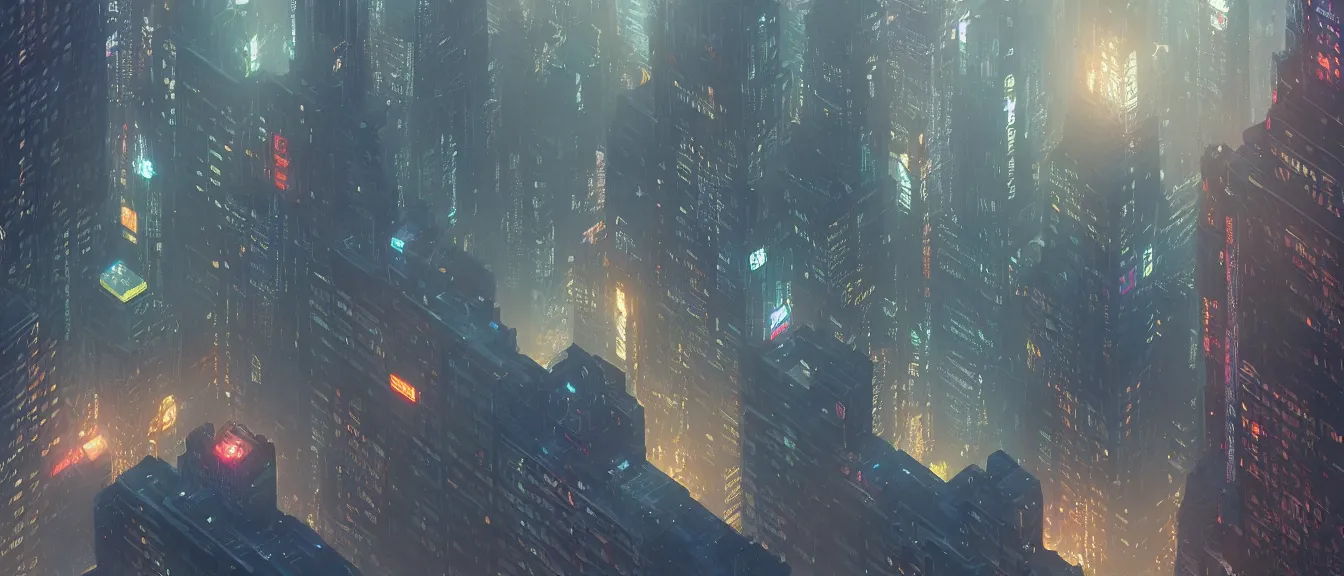 Image similar to isometric blade runner new york, unreal engine, fantasy art by greg, loish, rhads, ferdinand knab, makoto shinkai, lois van baarle, ilya kuvshinov, rossdraws, tom bagshaw, global illumination, radiant light, highly detailed intricate environment, onstudio ghibli, octane render, 8 k