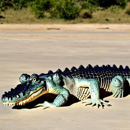 Prompt: a crocodile made of rocks