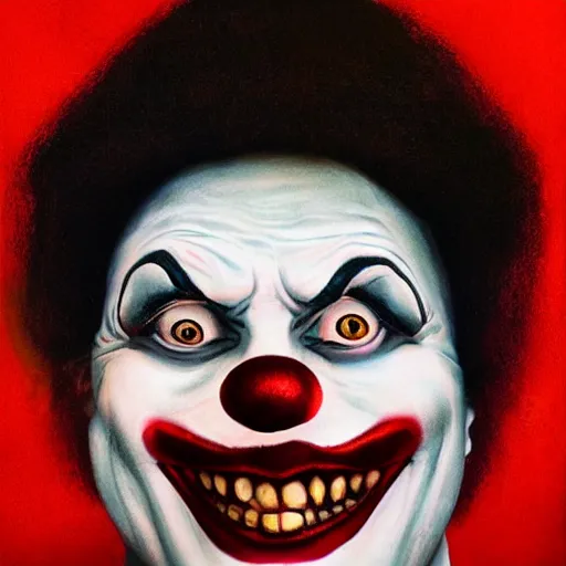 Image similar to The Evilest of Clowns , Hyperrealistic, Portrait photo,